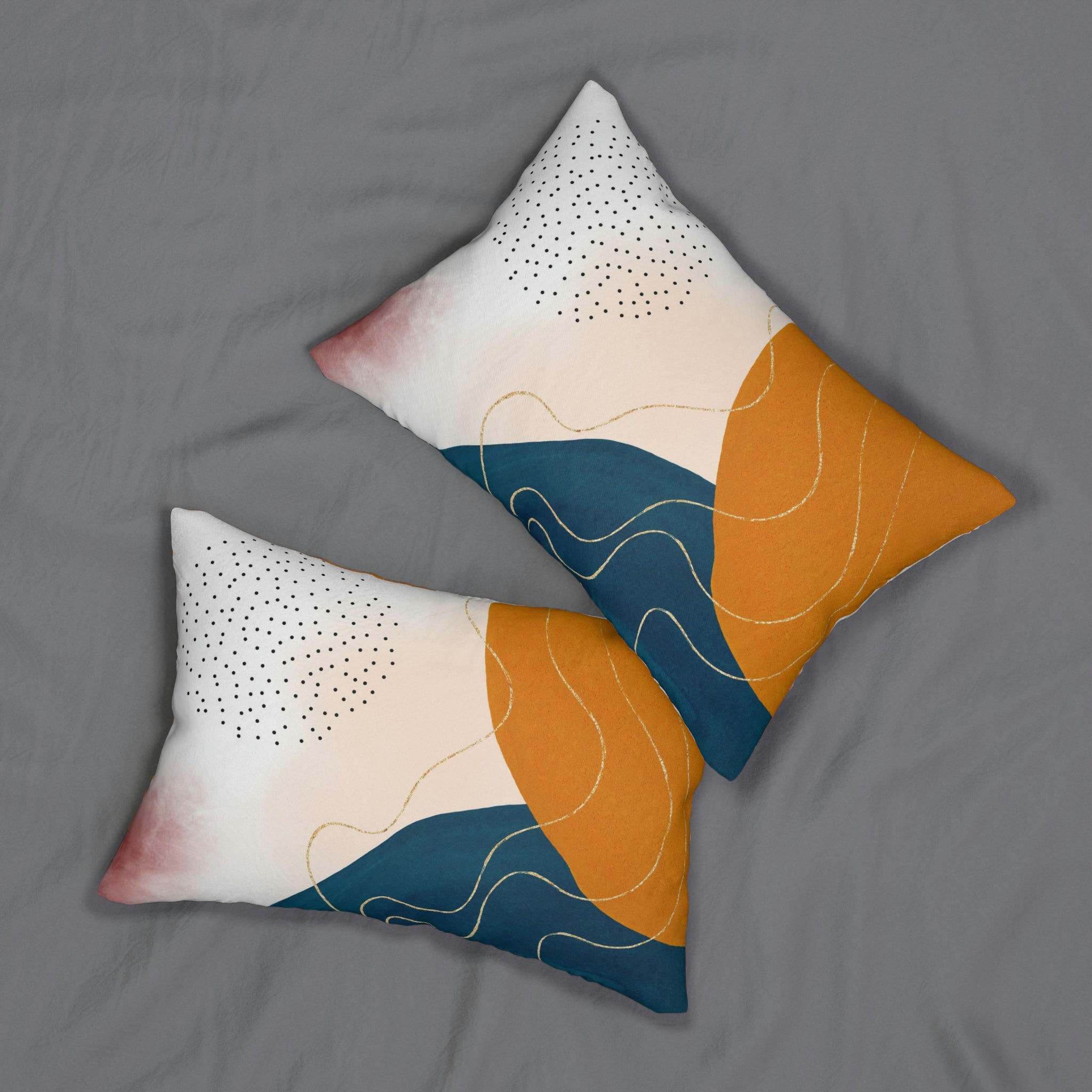 Abstract Lumbar Pillow | White Orange