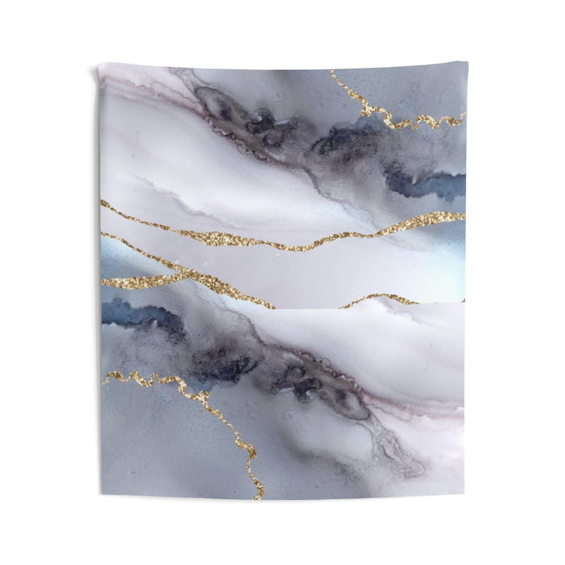 Abstract Tapestry | Blue Grey Indigo Gold