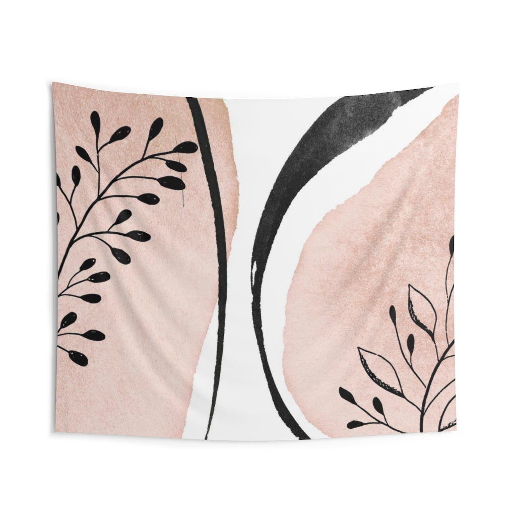 Floral Tapestry | Blush Pink Black White