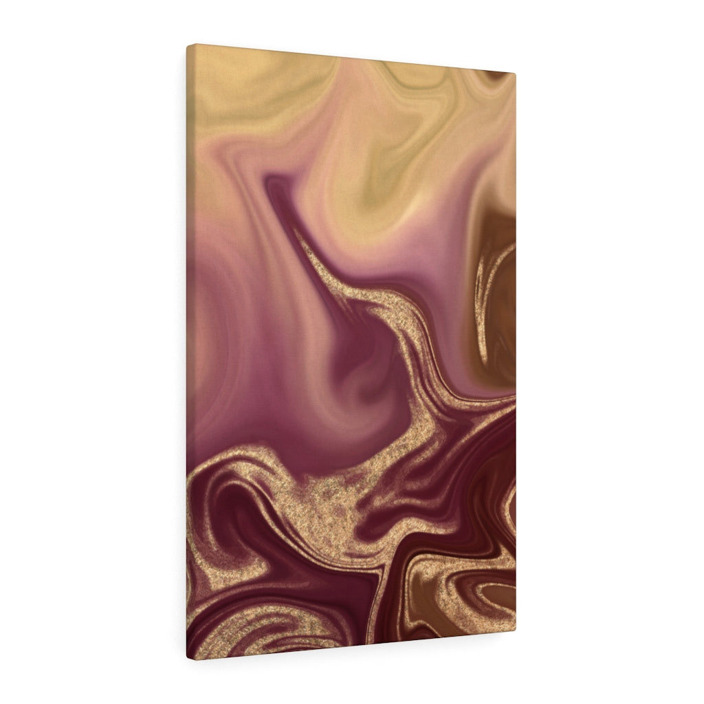 ABSTRACT WALL CANVAS ART | Burgundy Gold Marble