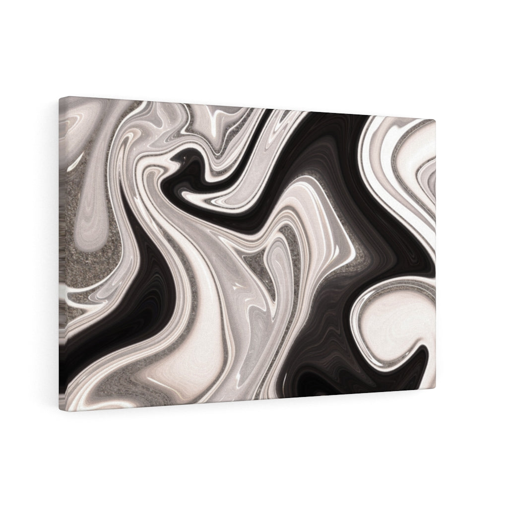 ABSTRACT WALL CANVAS ART | Black White Silver