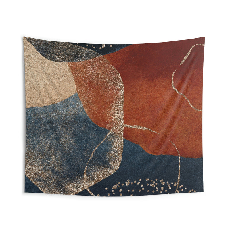 Abstract Tapestry | Navy Blue Gold Rust