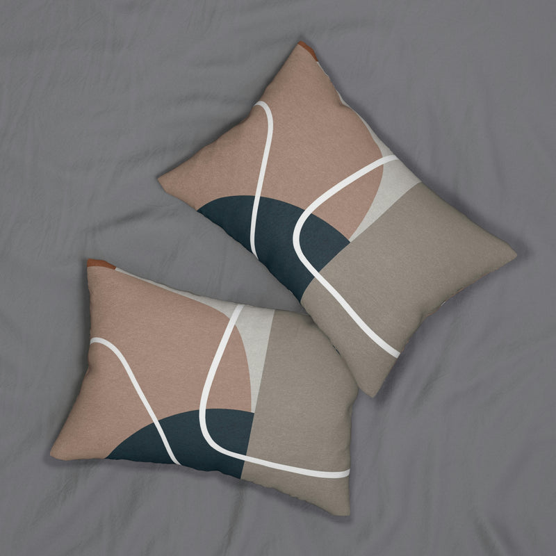 Boho Lumbar Pillow | Earthy Taupe Abstract