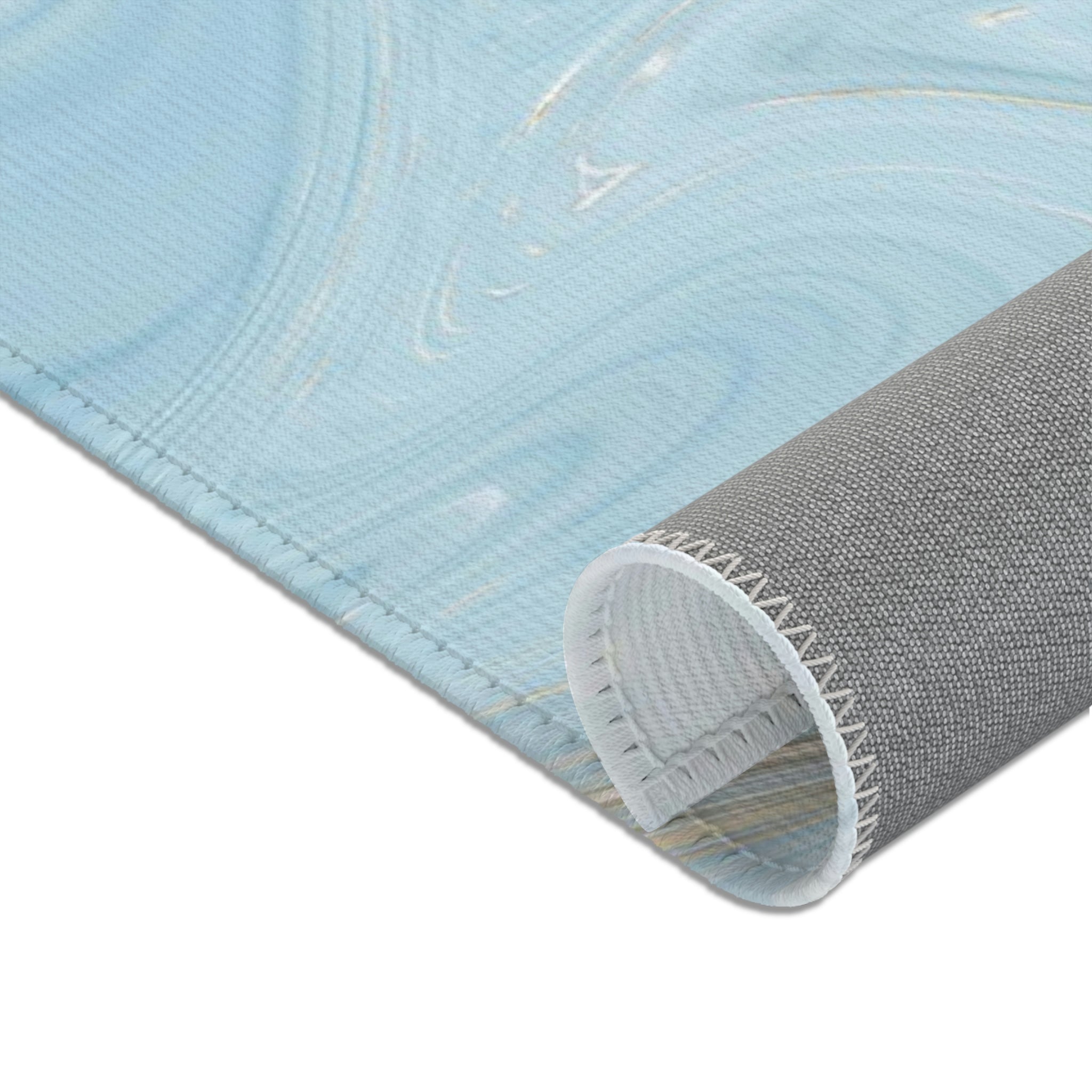 Abstract Area Rug | Pale Sky Blue, Beige Minimalist Floor Mat