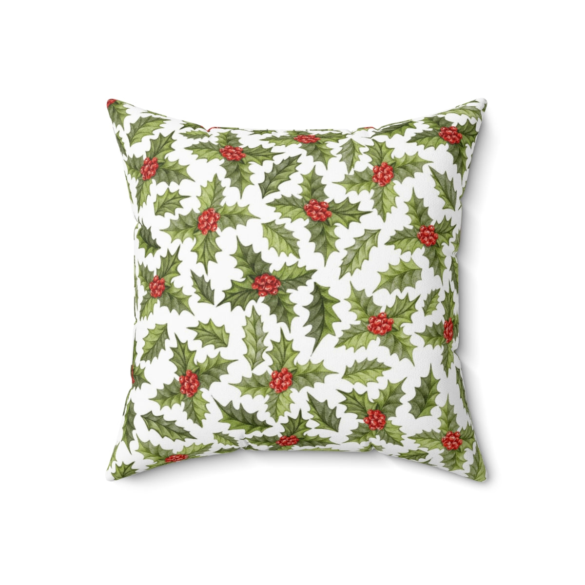 Christmas Square Pillow Cover | White Red Mistletoe