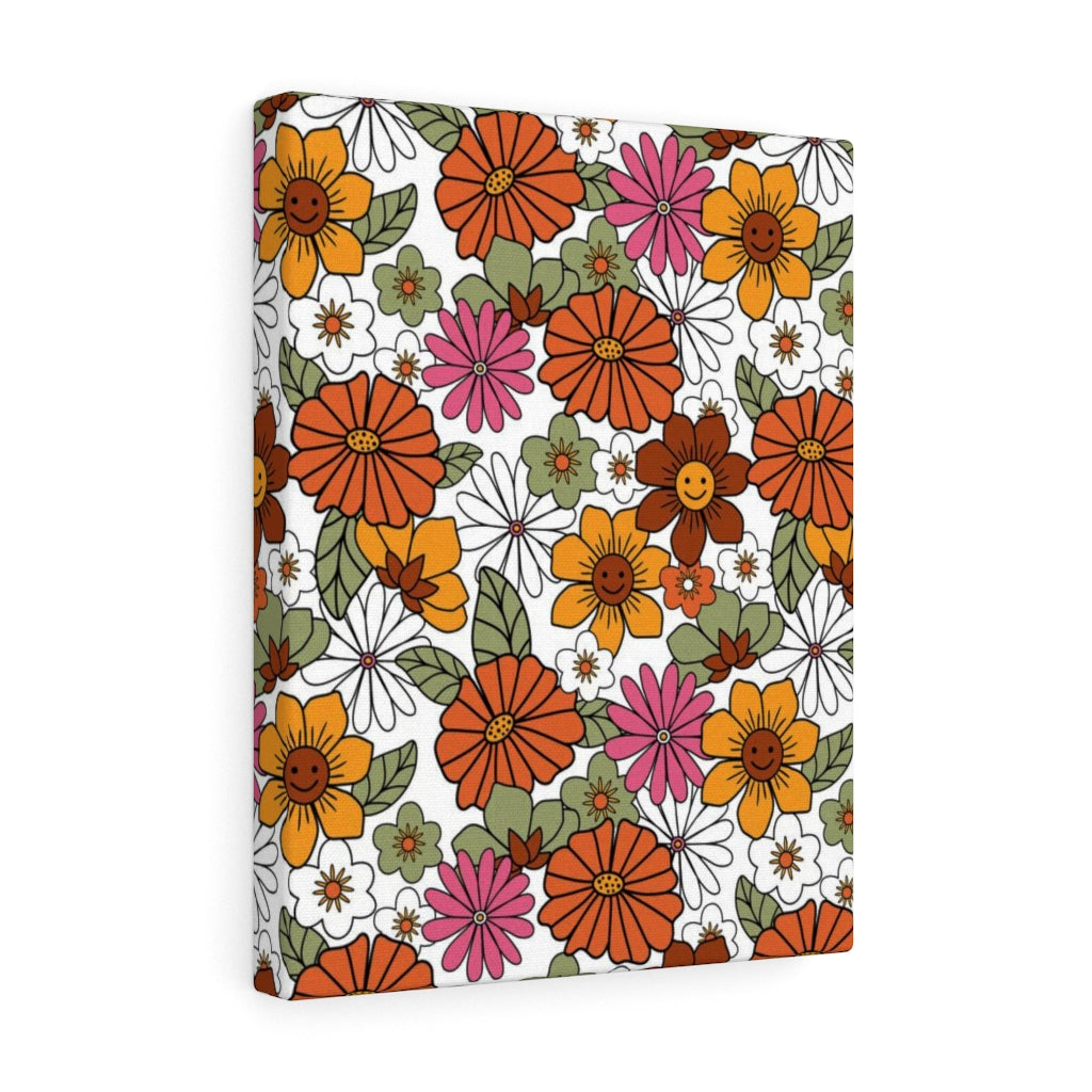 FLORAL WALL CANVAS ART | Orange Pink Yellow White