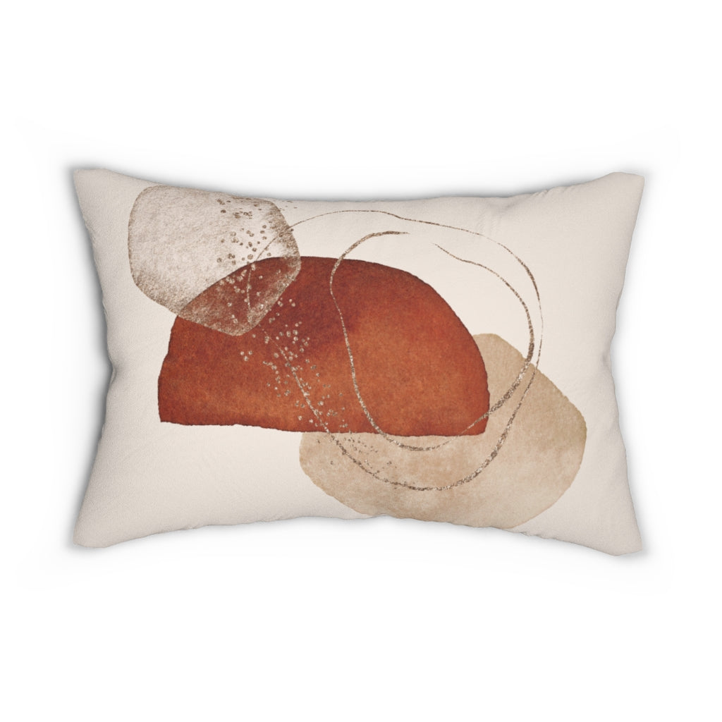 Abstract Boho Lumbar Pillow | Beige Rust Brown