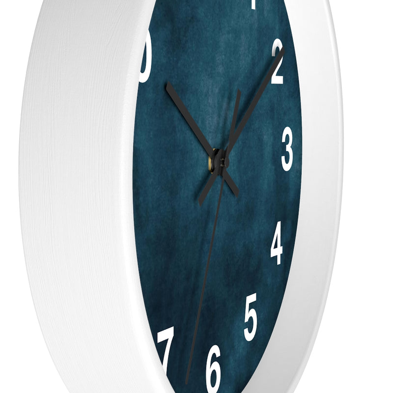 Abstract 10" Wood Wall Clock | Dark Teal Blue