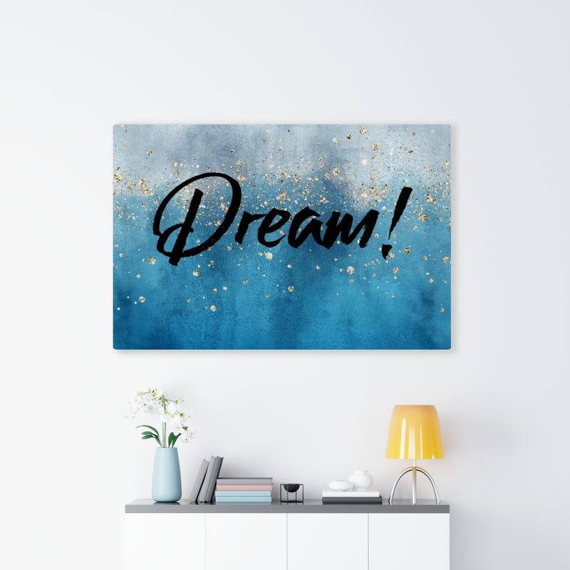 WITH SAYING WALL CANVAS ART | Grey Blue Gold | Dream