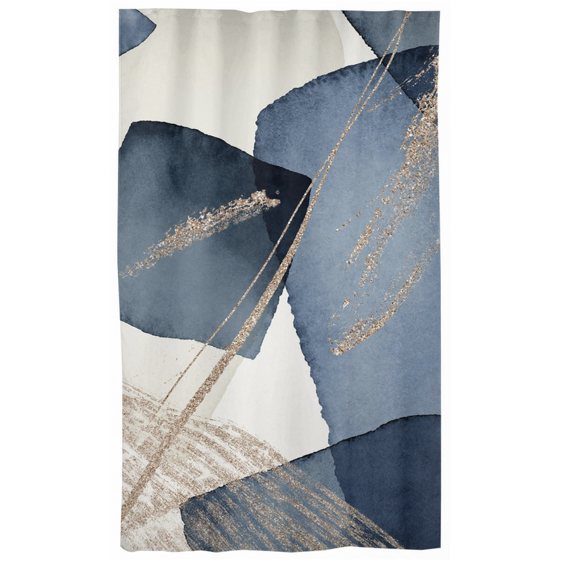 Window Curtains | Navy Blue Beige | Abstract Geometric