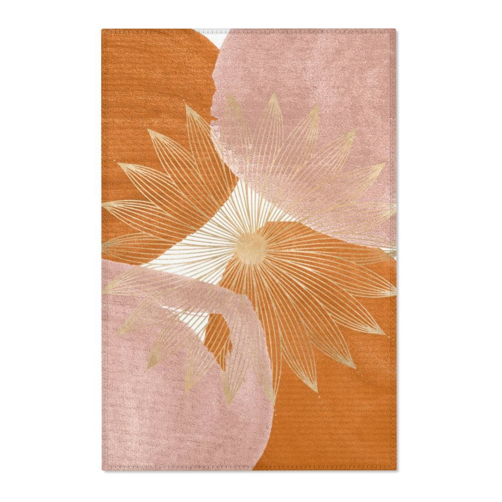 Abstract Area Rug | Burnt Orange Dusty Pink Gold Mandala