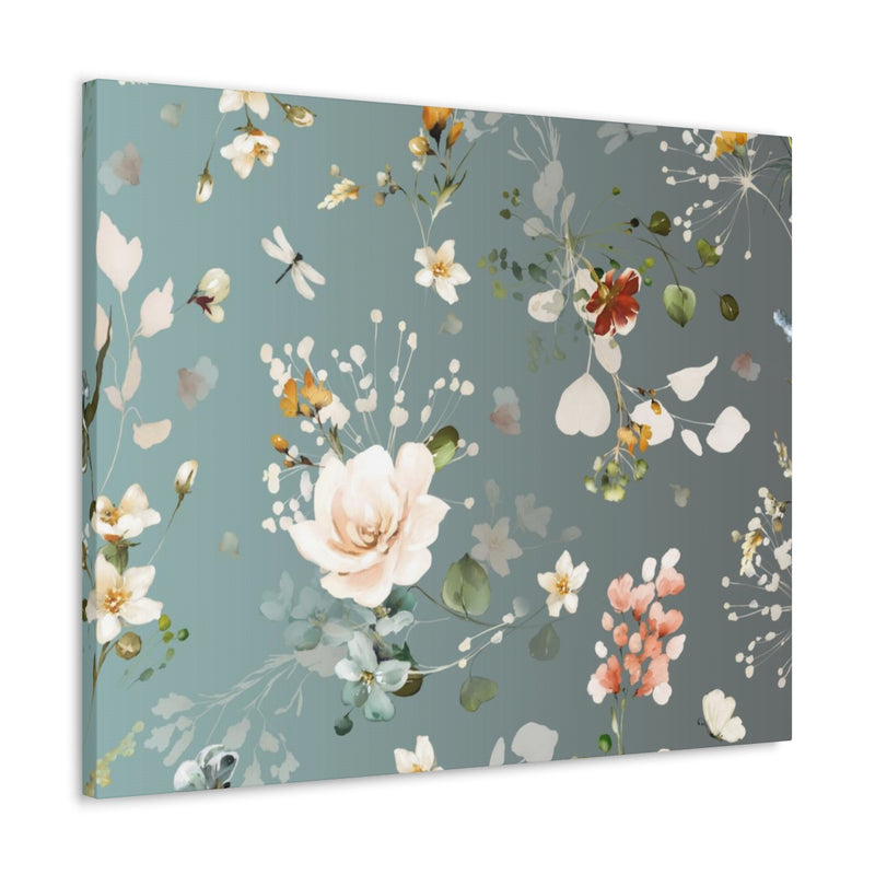 Floral Wall Canvas Print | Green Garden