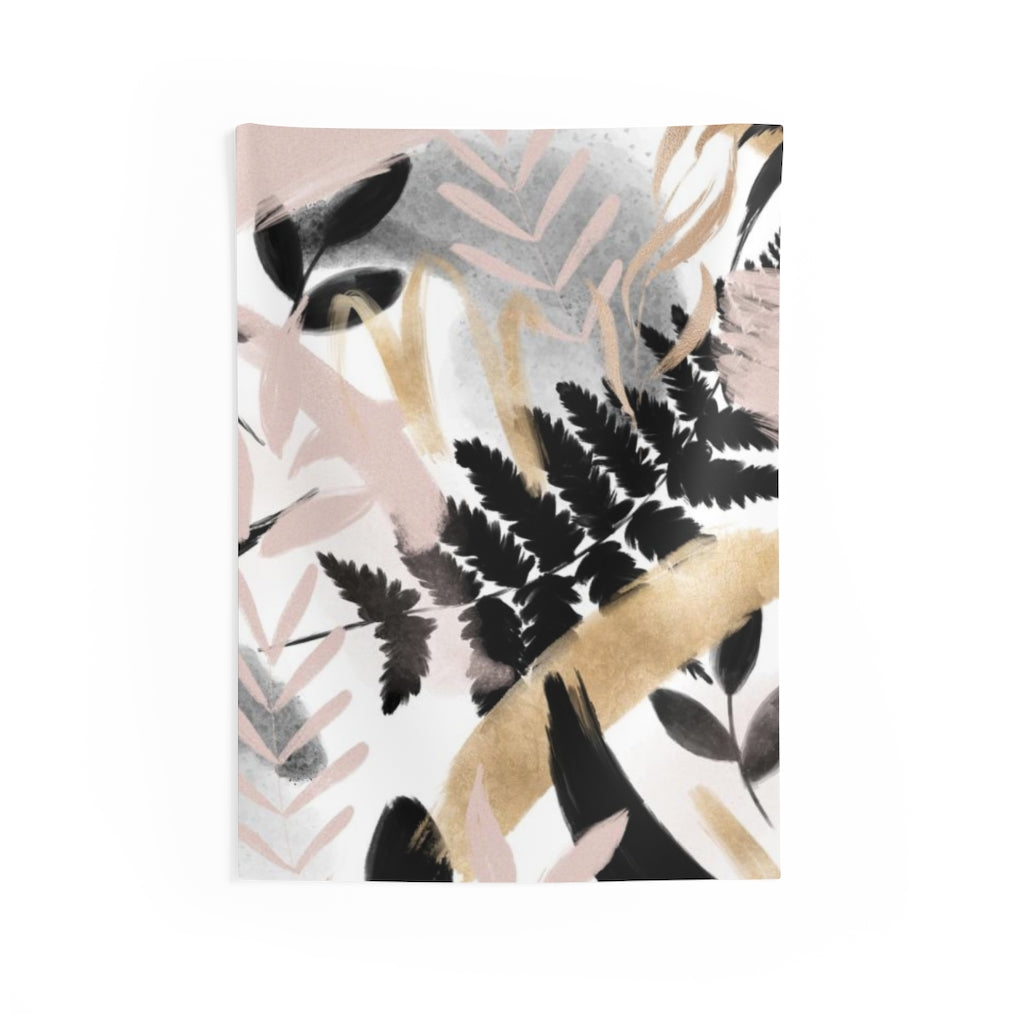 Floral Tapestry | White Blush Pink Black Gold