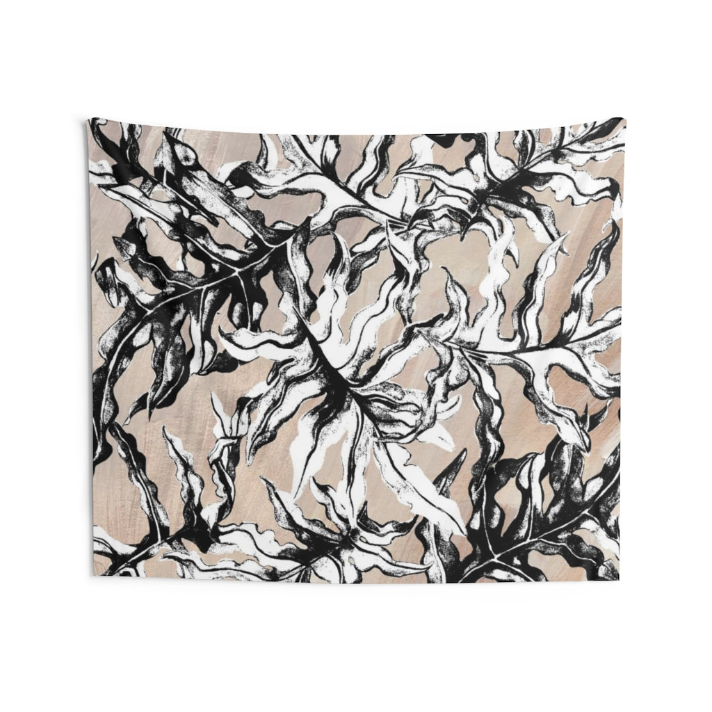 Floral Tapestry | Beige Black White