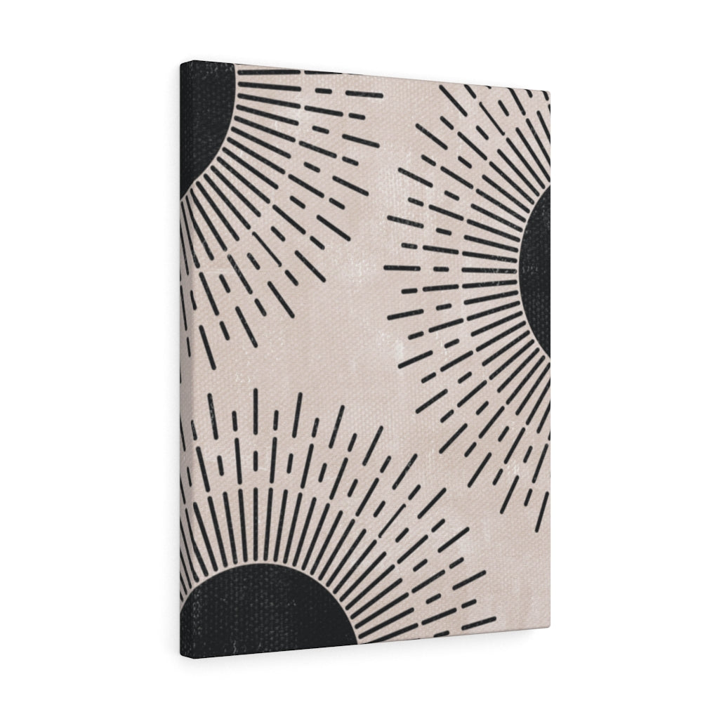 Abstract Canvas Art | Beige Black Sun