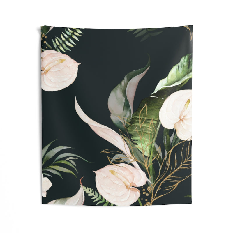 Floral Tapestry | Black Cream Green Orchids