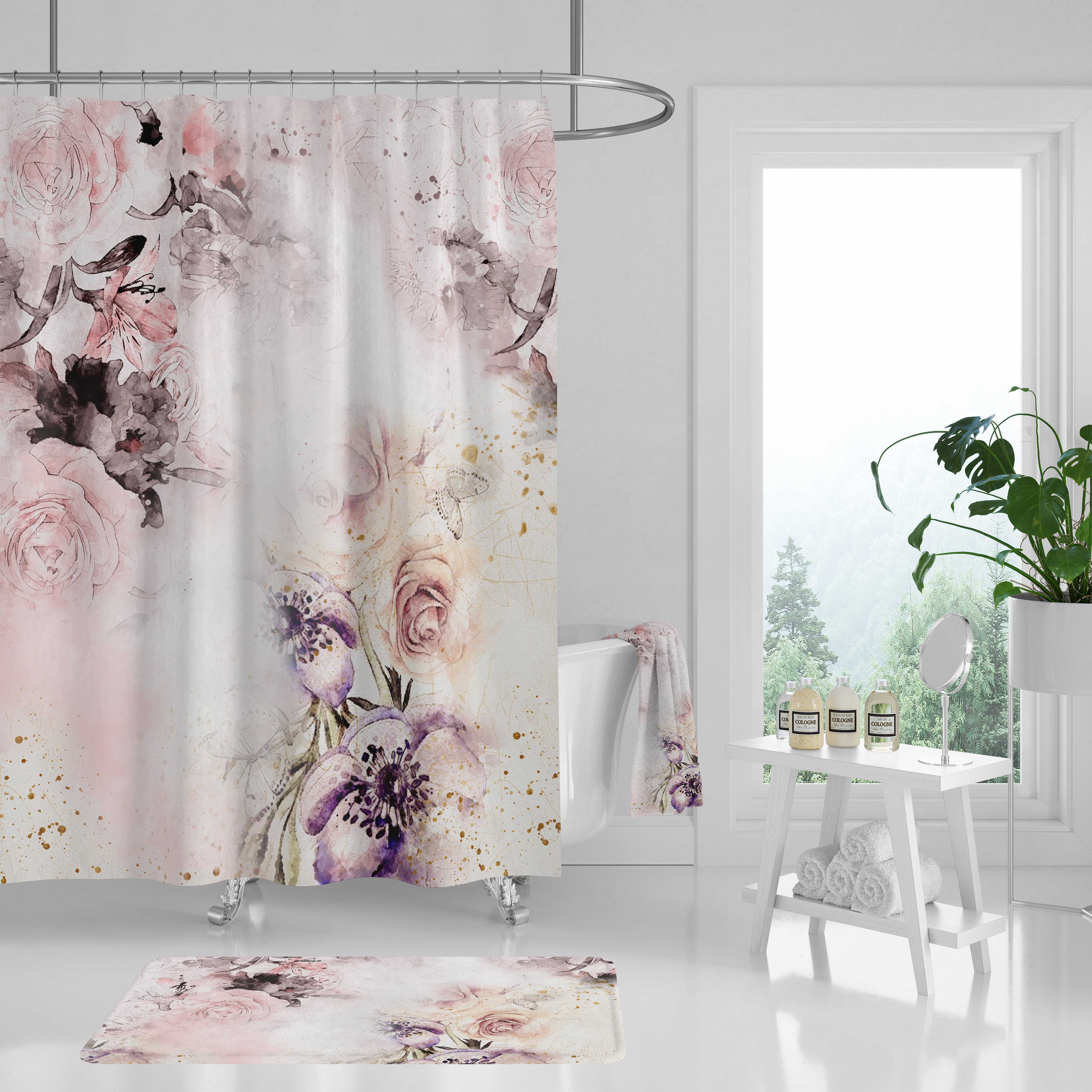 modern boho fabric shower curtain