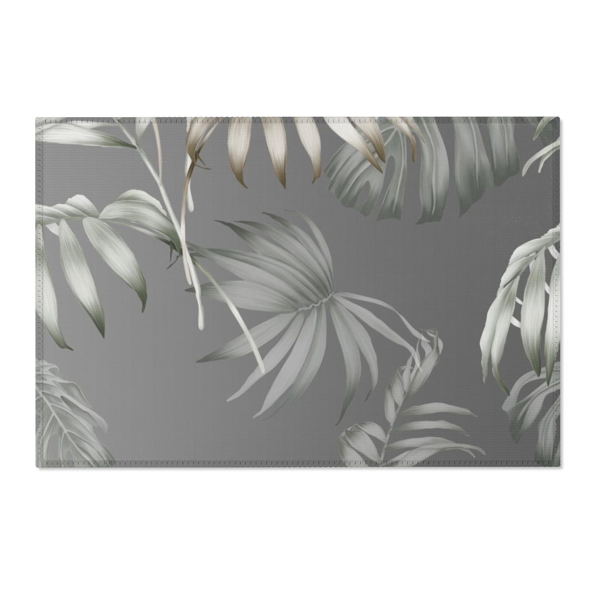 Floral Area Rug | Silver Gray Jungle Leaves