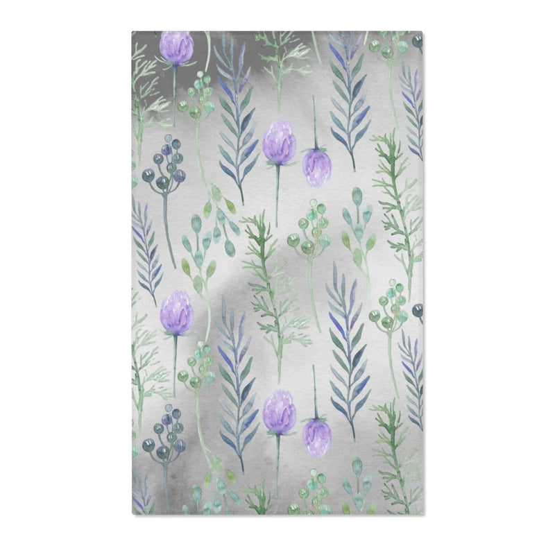 Floral Boho Area Rug | Gray Lavender Green