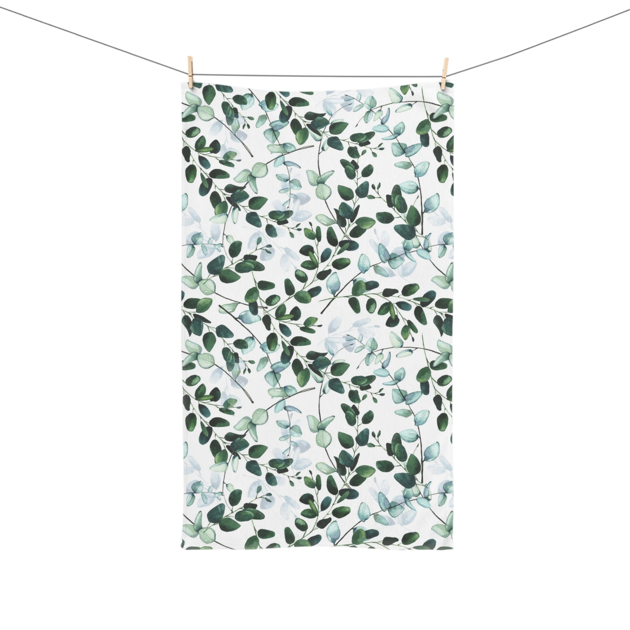 Floral Boho Kitchen, Bath Hand Towel |  Forest Sage Green White