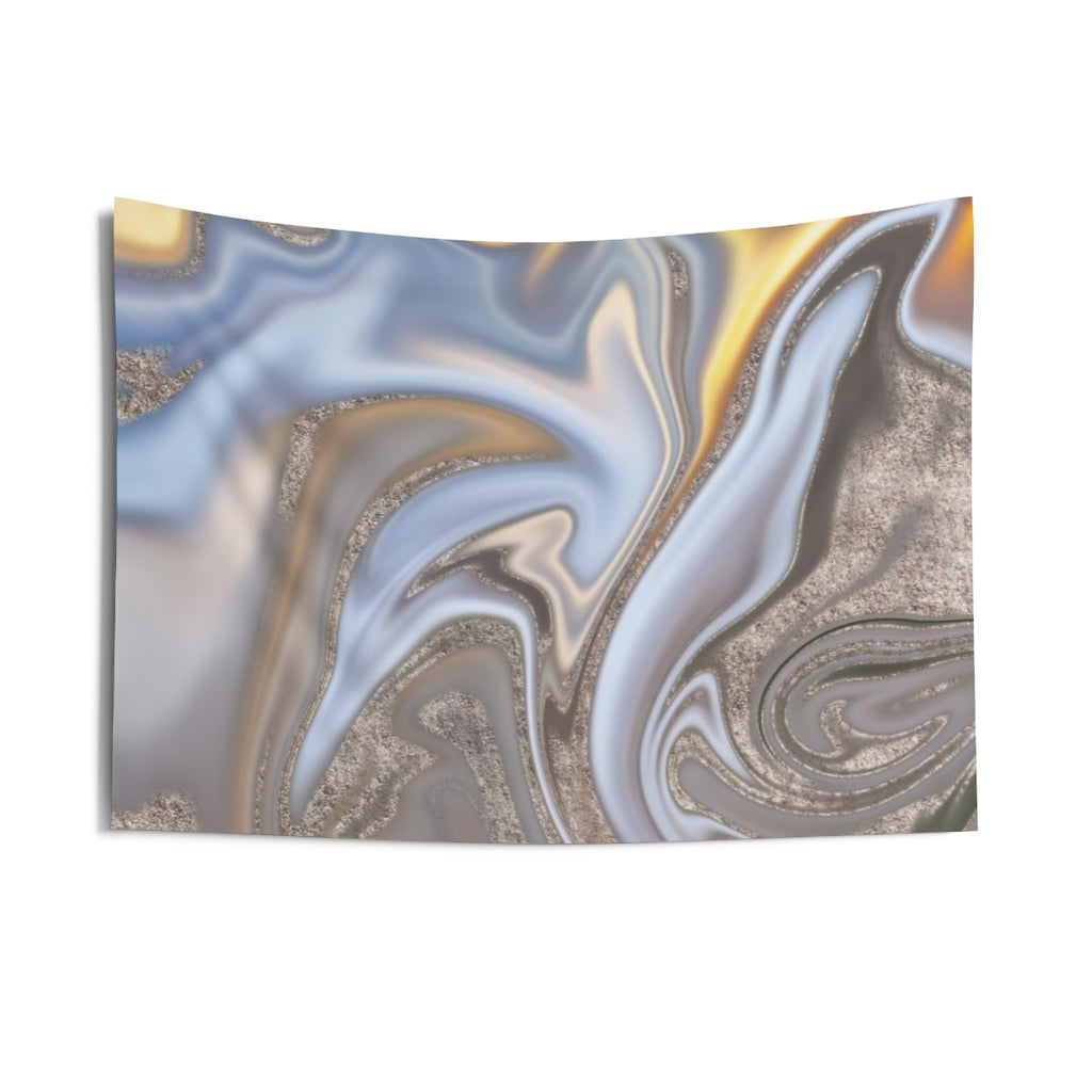 Abstract Tapestry | Yellow Sky Blue Silver