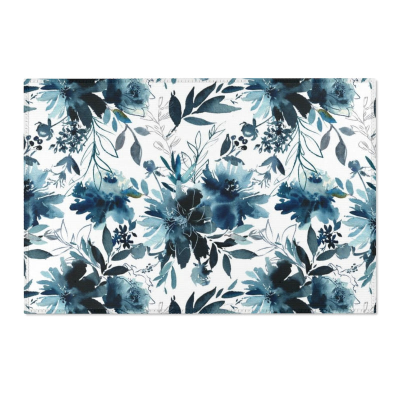 Floral Area Rug | Indigo Blue White