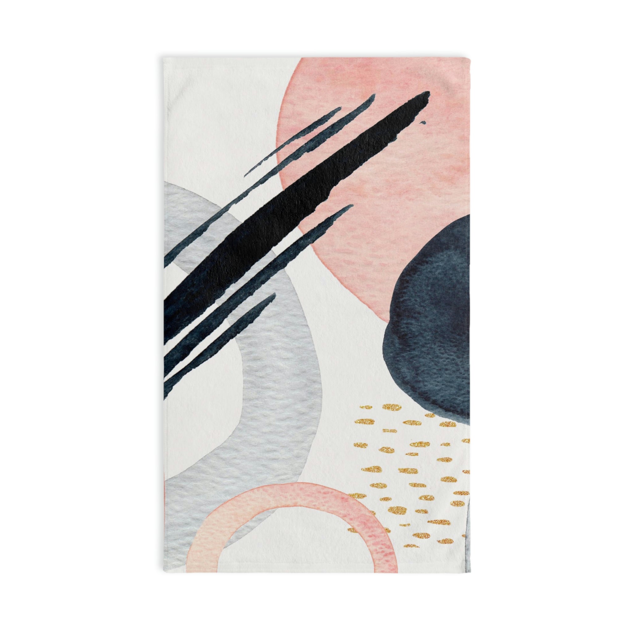 Kitchen, Bath Hand Towel | Abstract White Blush Pink, Navy Blue