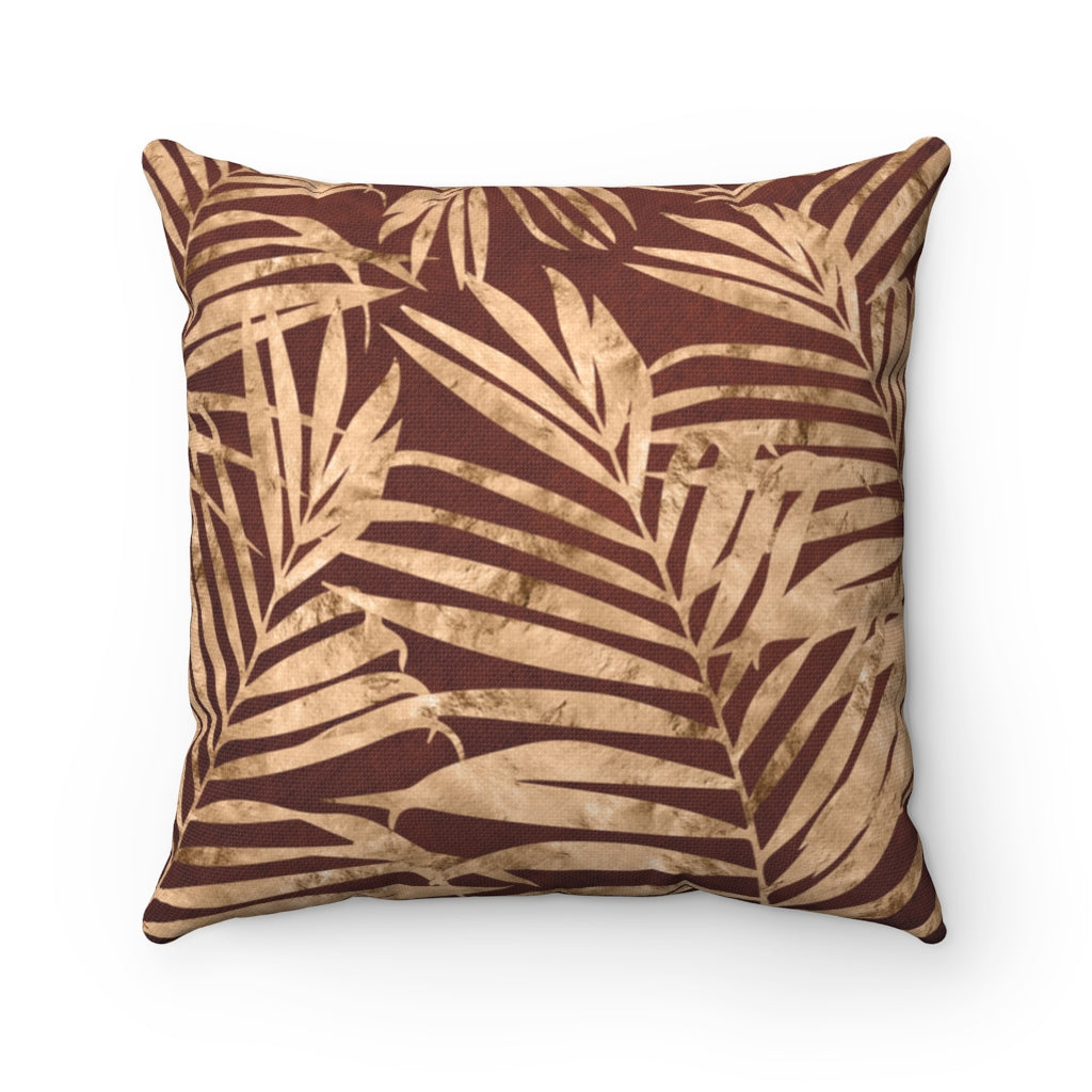 Boho Pillow Cover | Rustic Gold Leaves