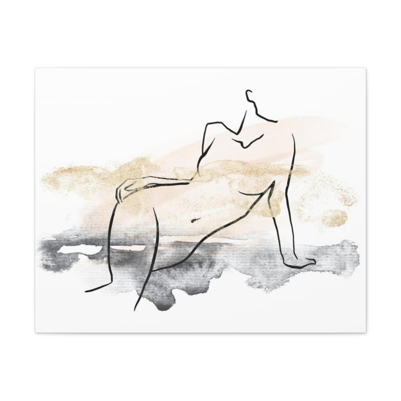 Abstract Canvas Wall Art | White Ombre Female Art