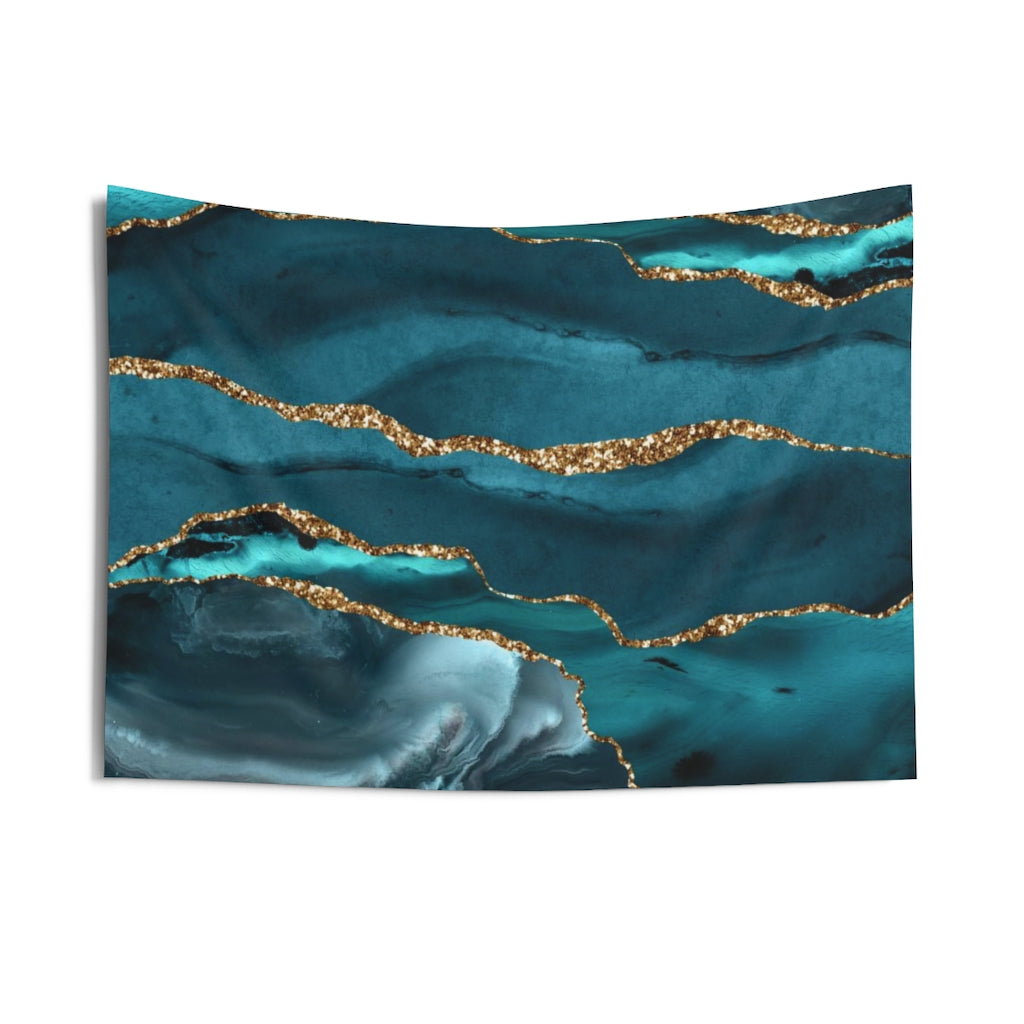 Abstract Tapestry | Teal Green Blue Gold