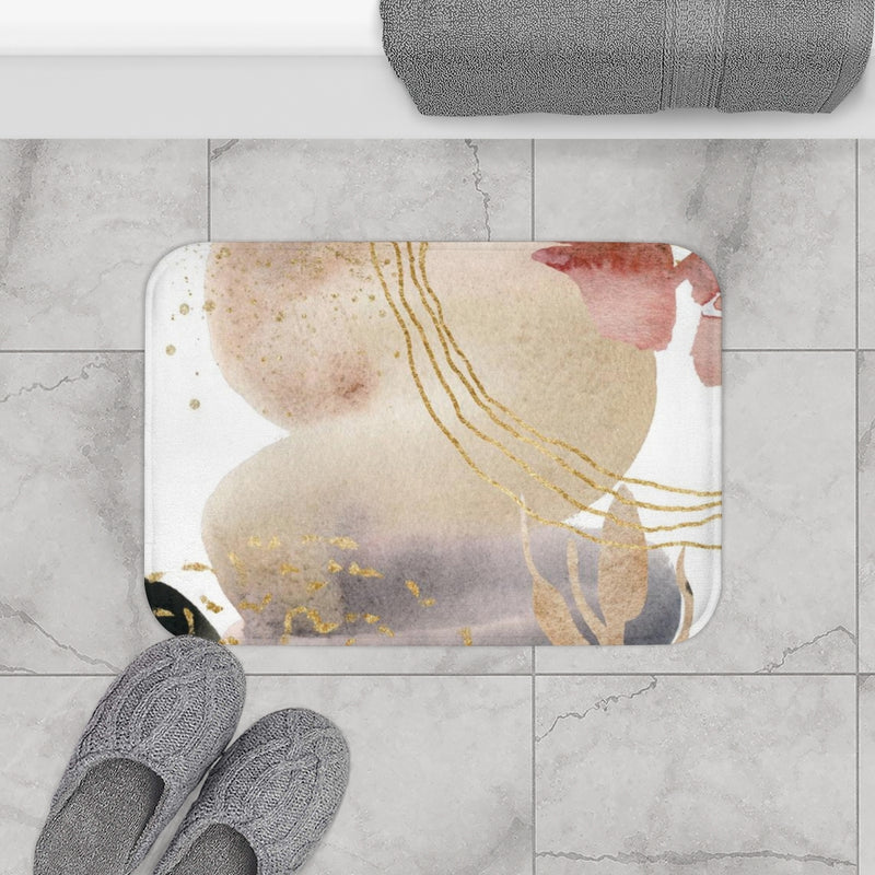 Abstract Bath Mat | Beige Gold Black