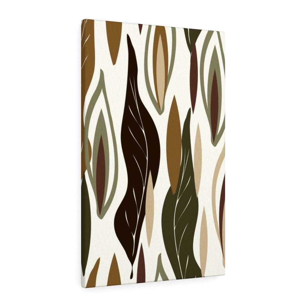 FLORAL CANVAS ART | White Green Brown Leaves