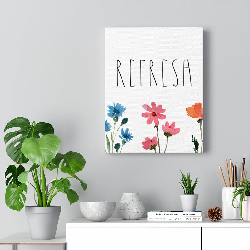 FLORAL WALL CANVAS ART | With Saying | Pink Blue Orange
