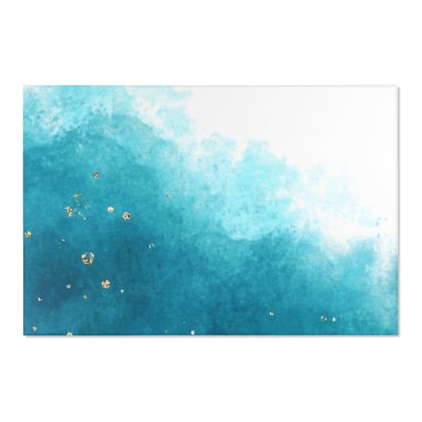 Abstract Area Rug | Turquoise White Ombre