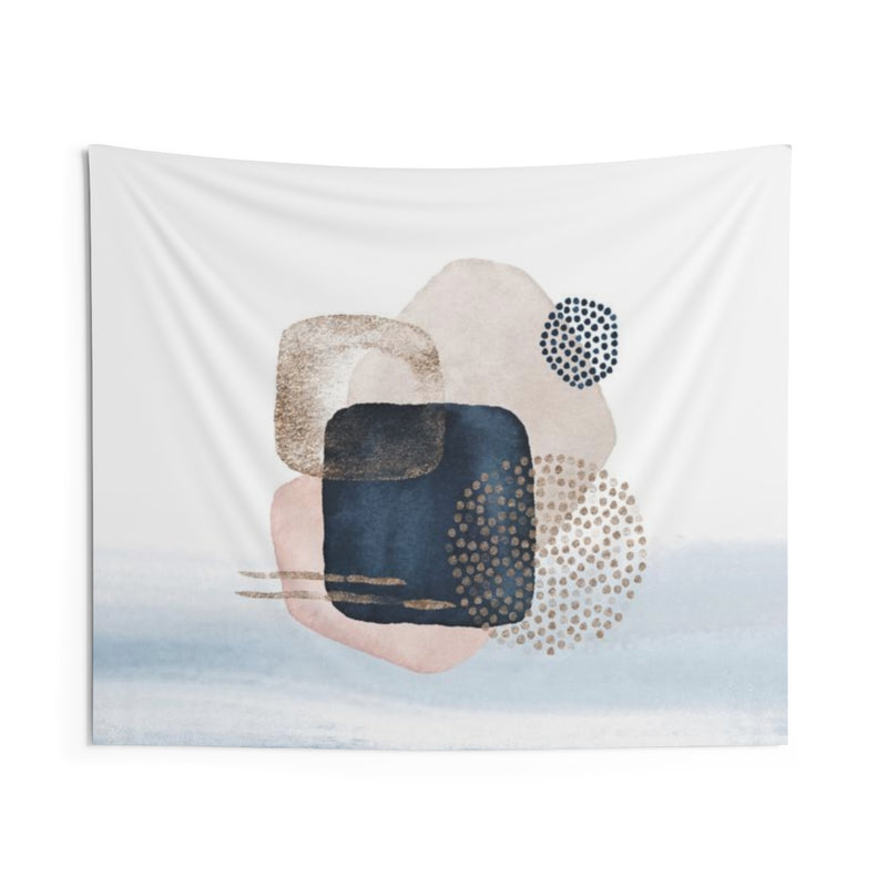 Abstract Tapestry | Navy Blue White Blush Pink