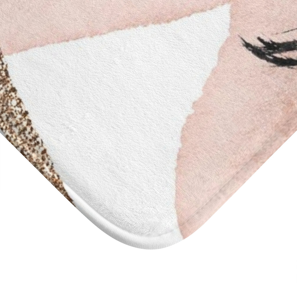 Abstract Boho Bath Mat | Blush Pink Black Gold