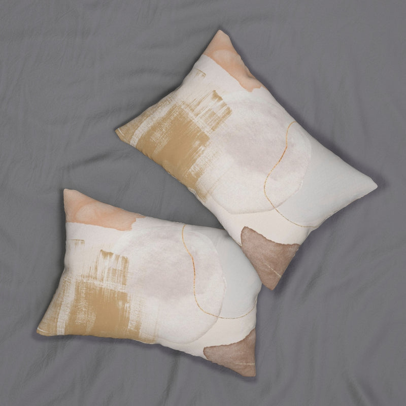 Abstract Boho Lumbar Pillow | Beige Brown Blush Pink
