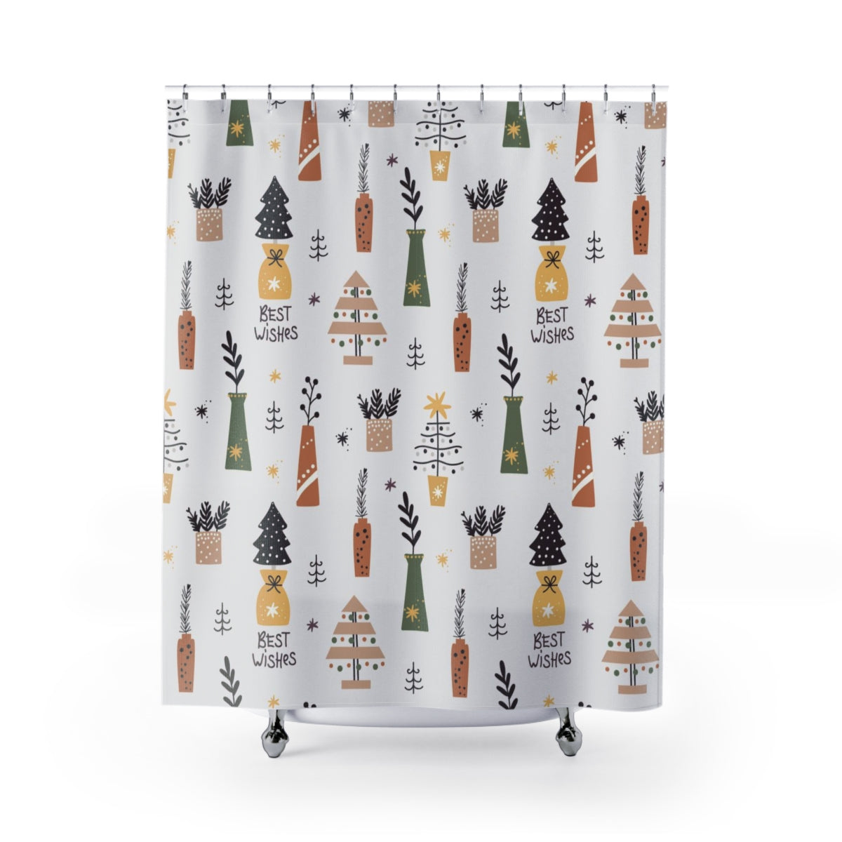 modern boho fabric shower curtain