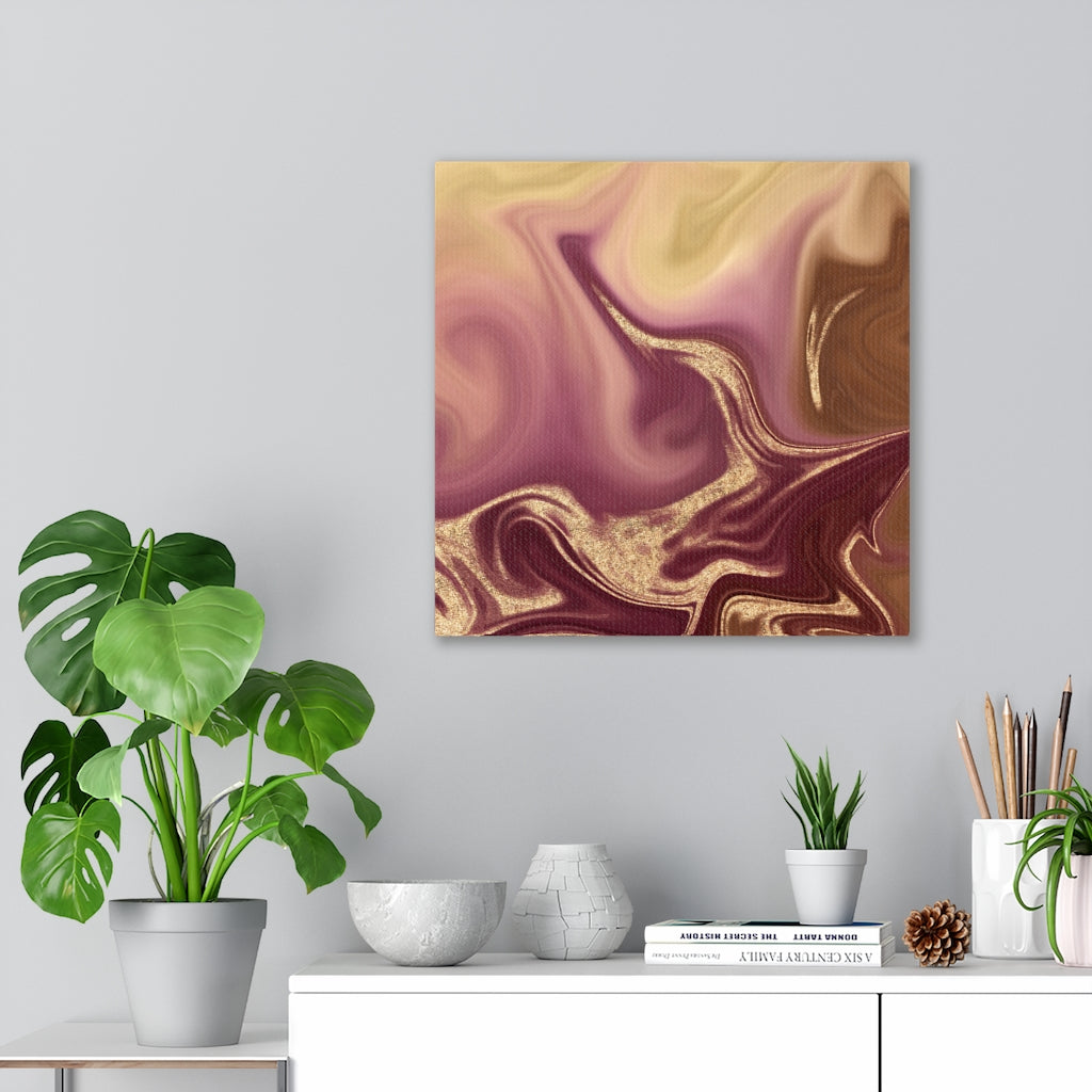 ABSTRACT WALL CANVAS ART | Burgundy Gold Marble