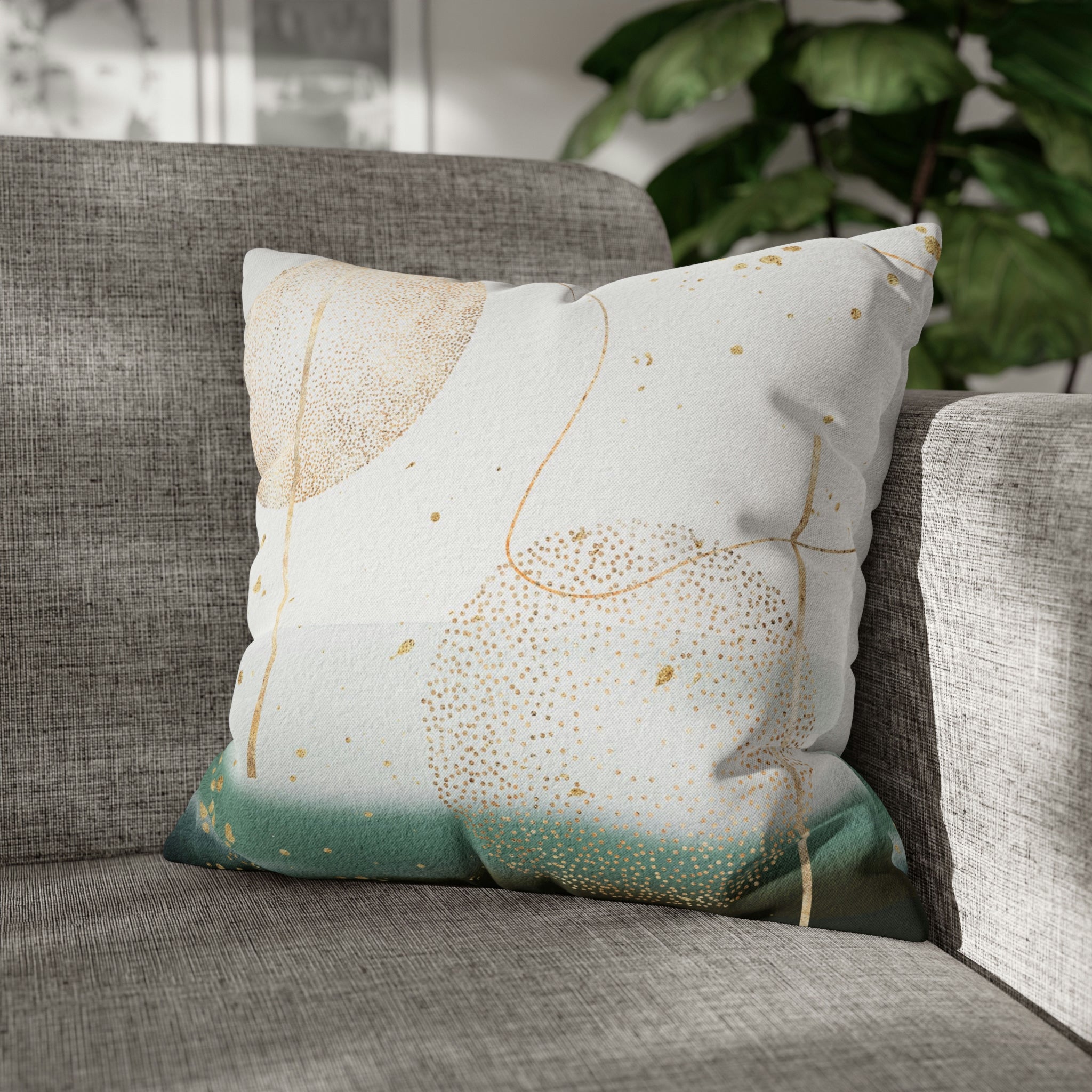 Abstract Boho Pillow Cover | Green Ombre Beige