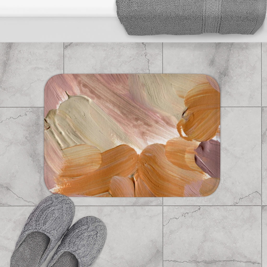 Abstract Bath Mat | Beige Rose Pink