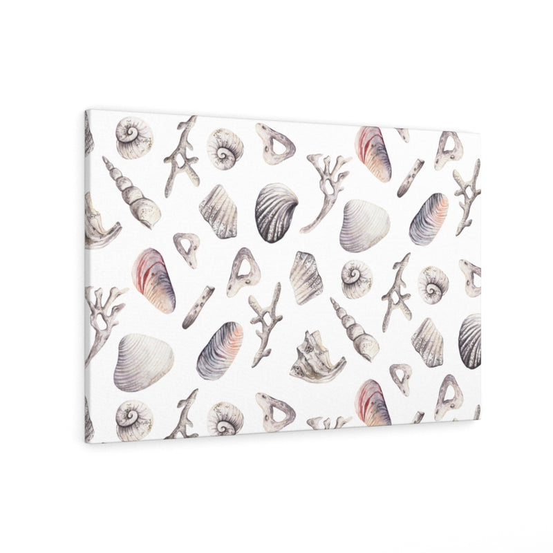 WHIMSICAL CANVAS ART | White Blue Pink Seashells