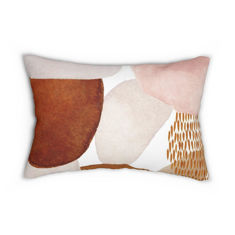 Abstract Boho Lumbar Pillow | Rust Brown White Blush Pink