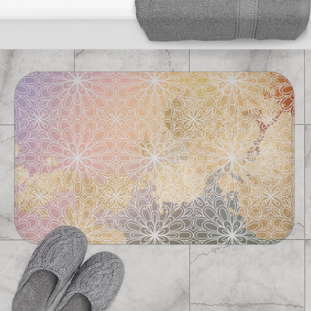 modern floral bath mat