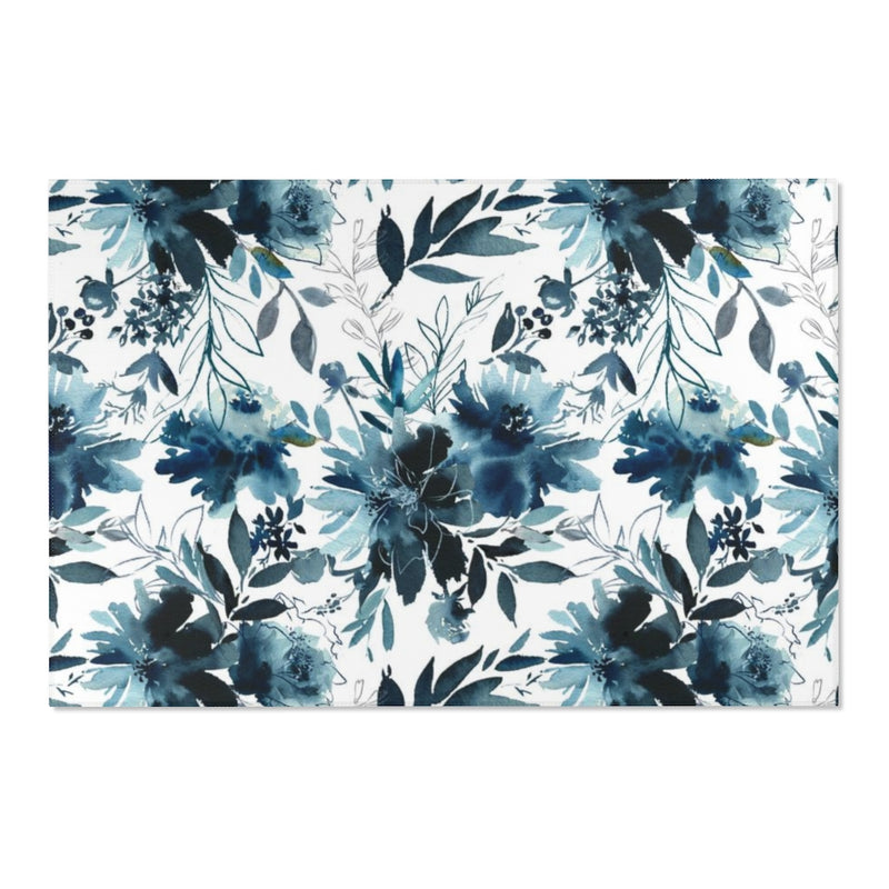Floral Area Rug | Indigo Blue White
