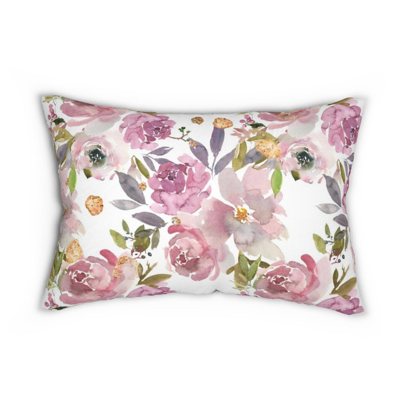 Floral Boho Lumbar Pillow | Pastel Pink Roses