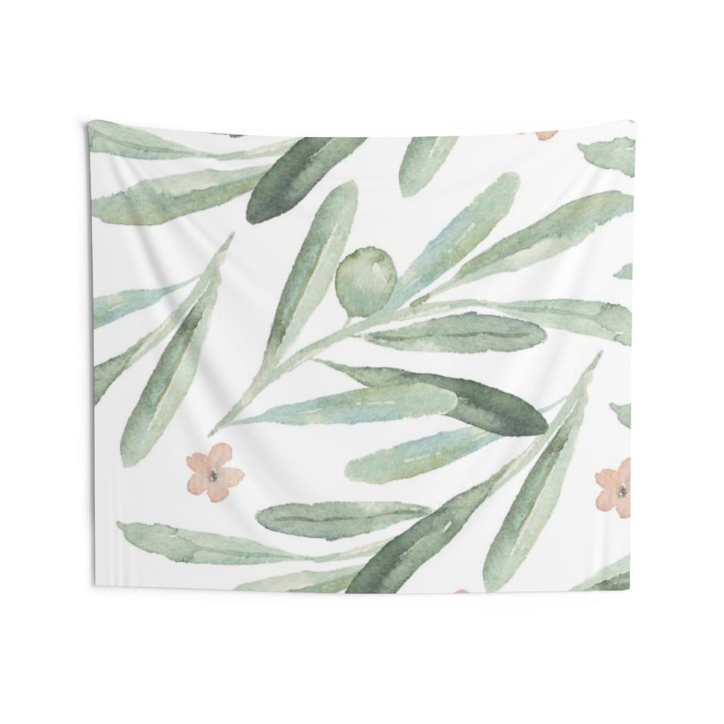 Floral Tapestry | White Pastel Green Pink