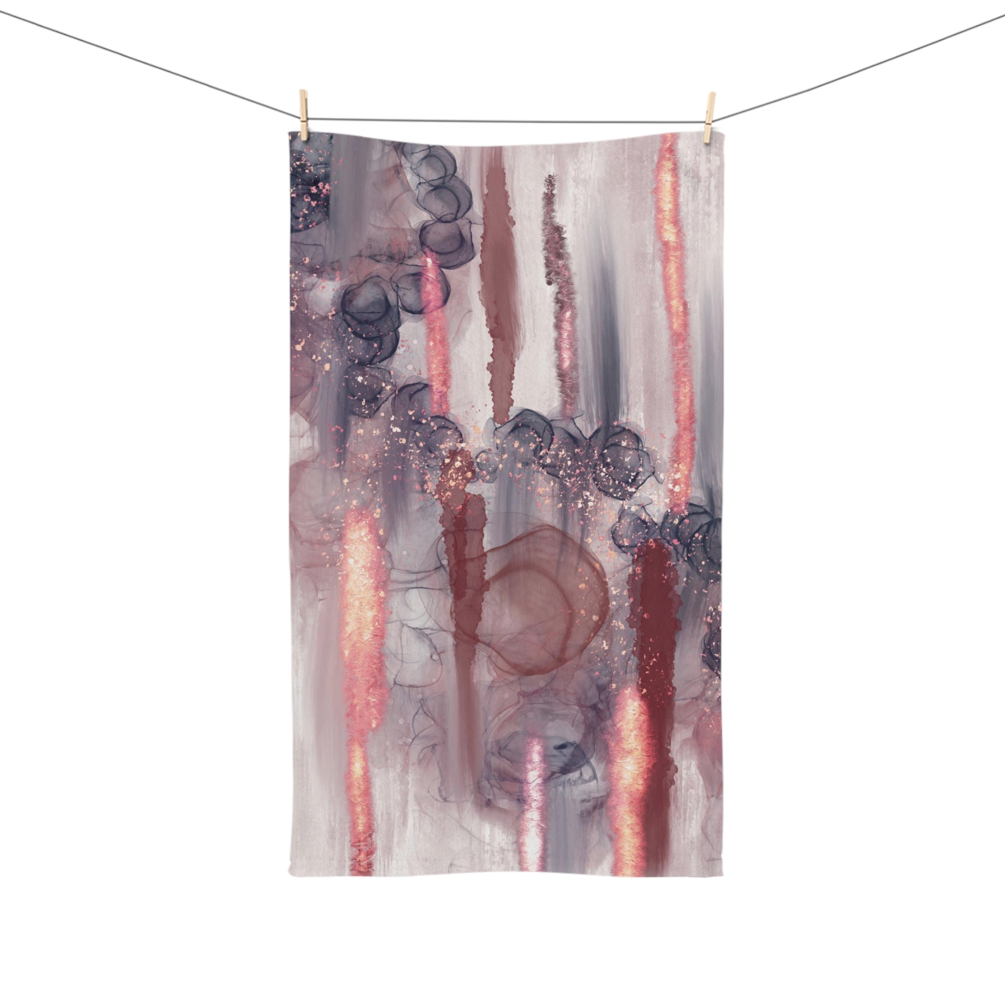 Kitchen, Bath Hand Towel | Navy Blue Rust Abstract