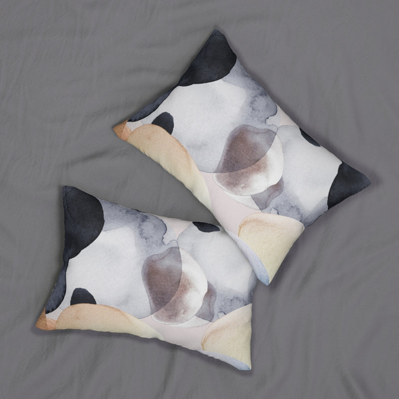Abstract Boho Lumbar Pillow | Beige White Black