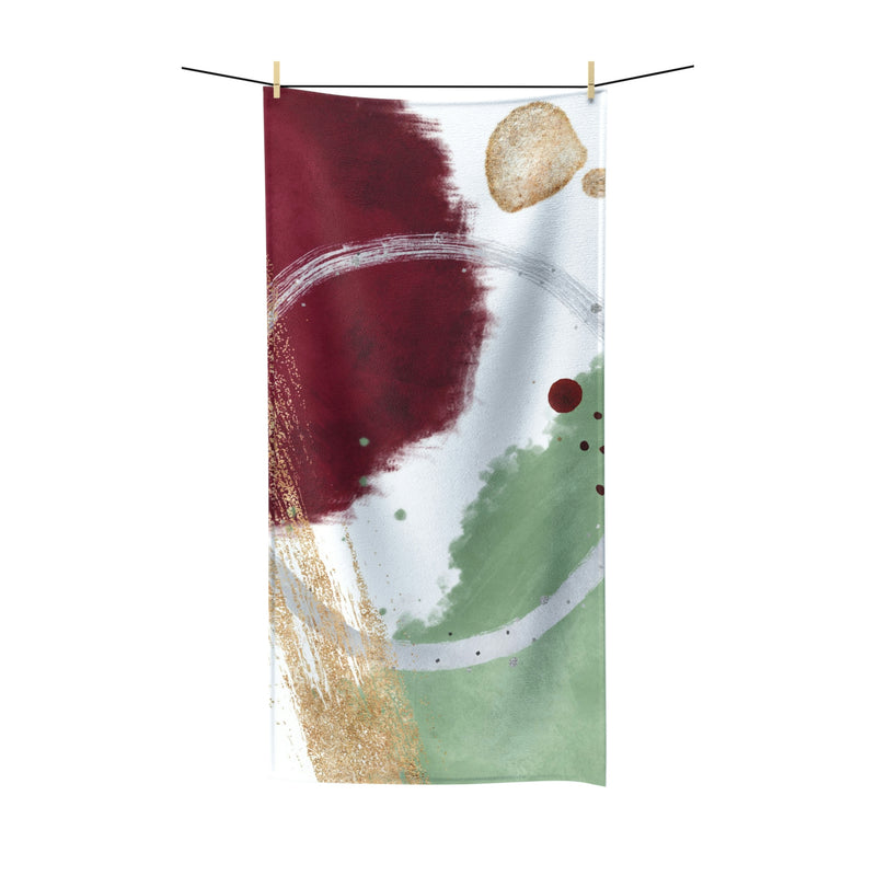 Abstract Boho Bath Towel | Burgundy Green